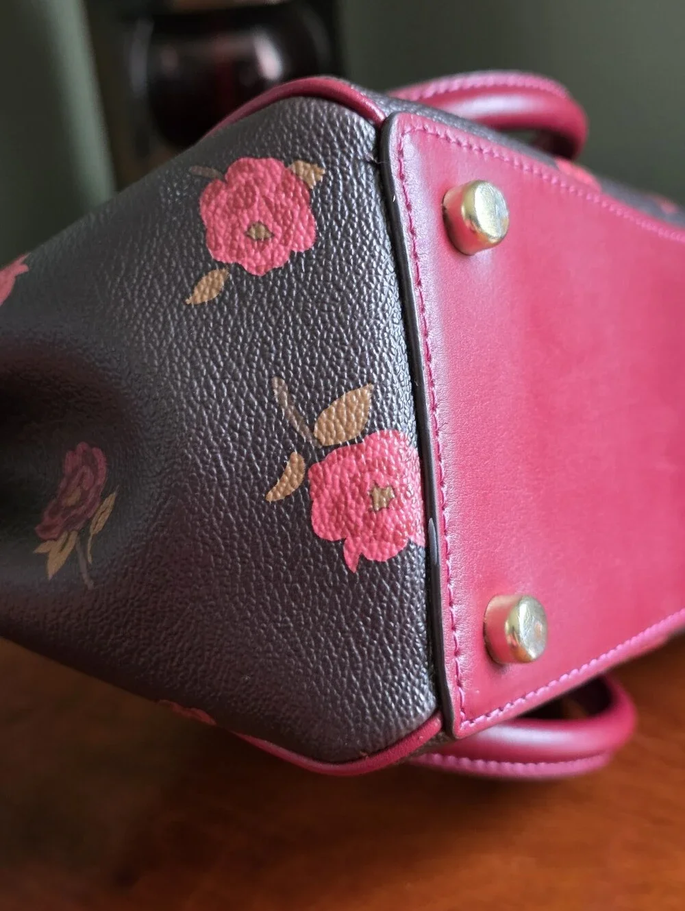 Coach Mini Surrey Carryall F46282 Floral Peony Print Coated Canvas Satchel Bag